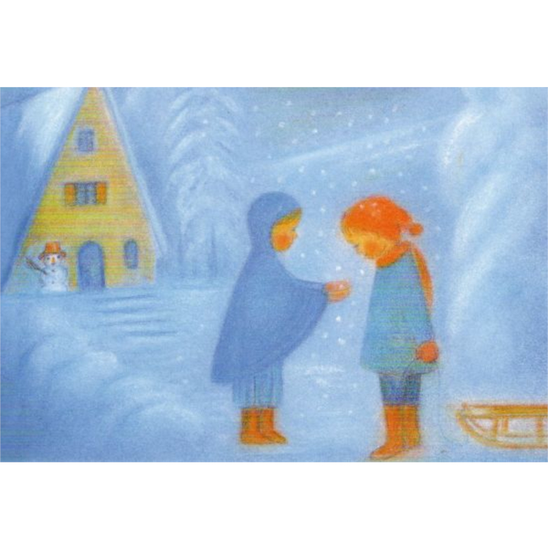 Cartolina: Le bambine nella neve