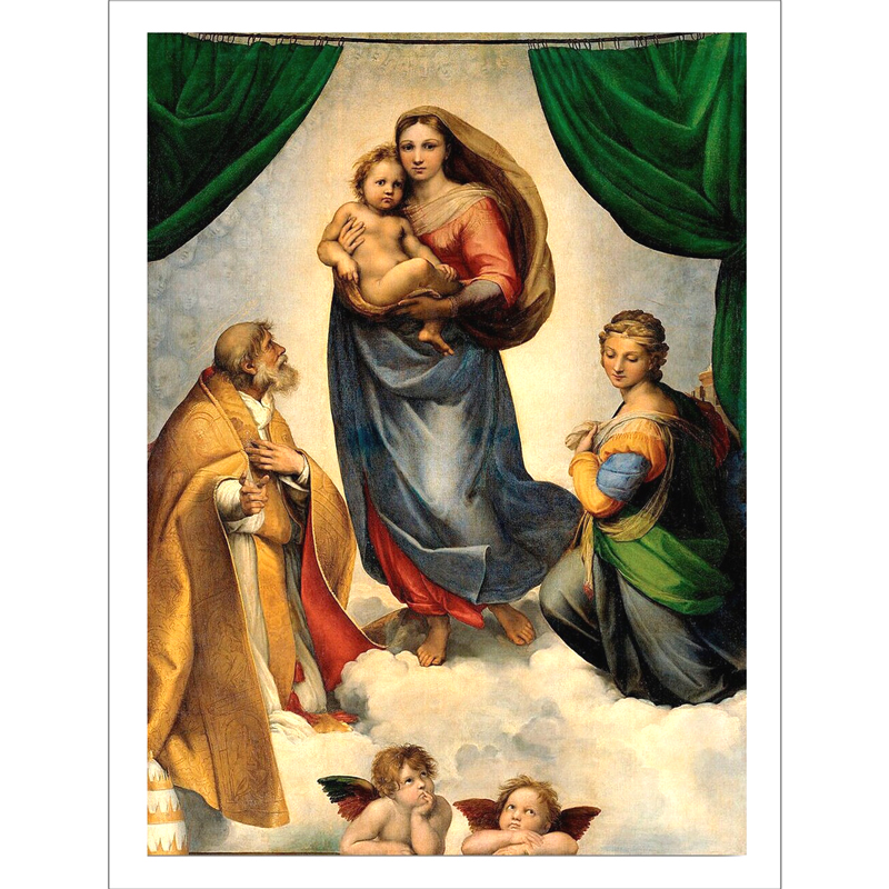 Stampa grande 69x55 cm - Madonna Sistina (quadro completo)