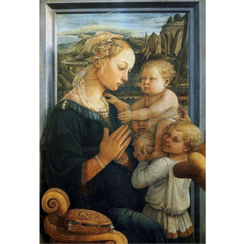 Stampa grande 69x55cm - Madonna con bambino e due angeli