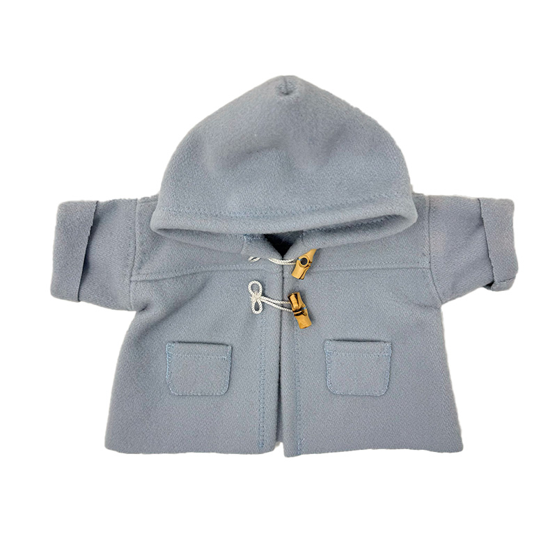 Cappotto grigio in lana con cappuccio, tasche e bottonci - per  bambole