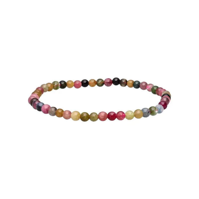 Bracciale con pietre liscie di tormalina - multicolore