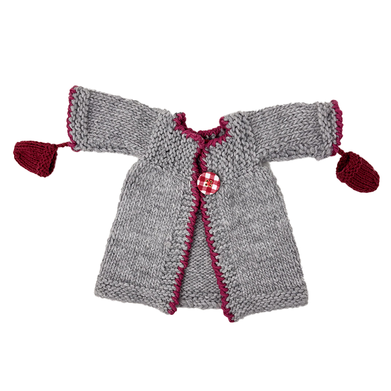 Cappotto grigio e rosa con muffole comprese - per bambole