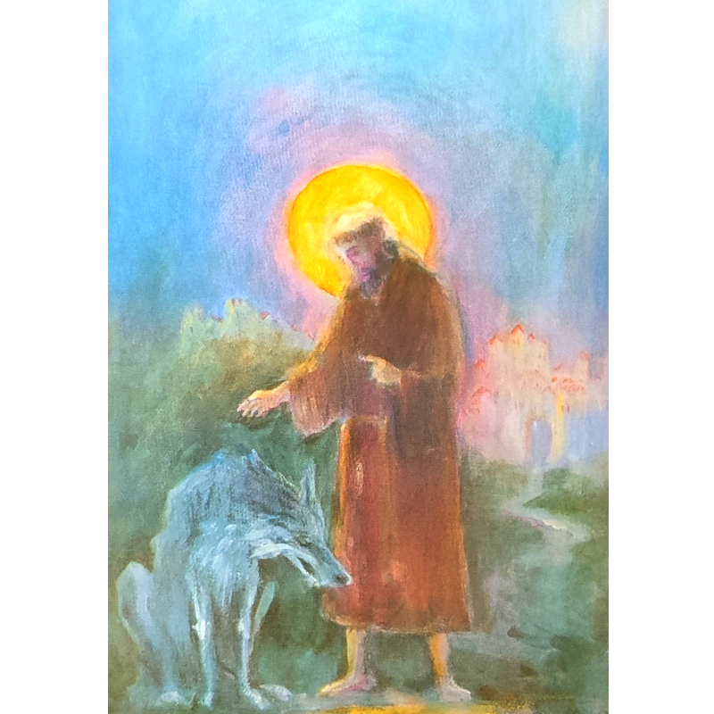 Cartolina: San Francesco e il lupo Gubbio 